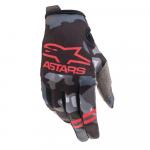 Luva Alpinestars Radar 2021 Cinza Camo e Vermelho Fluor