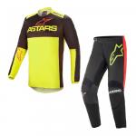 Kit Calça + Camisa Alpinestars Fluid Tripple 2021 Preto/Amarelo Fluor /Vermelho