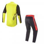 Kit Calça + Camisa Alpinestars Fluid Tripple 2021 Preto/Amarelo Fluor /Vermelho
