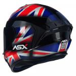 Capacete ASX Draken UK Brilho Preto/ Vermelho/ Azul