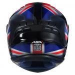 Capacete ASX Draken UK Brilho Preto/ Vermelho/ Azul