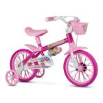 Bicicleta Infantil Aro 12 Nathor Flower C/Cesta Rosa/Branco