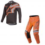 Kit Calça + Camisa Alpinestars Racer Braap 2020 Cinza Escuro/Laranja Fluor