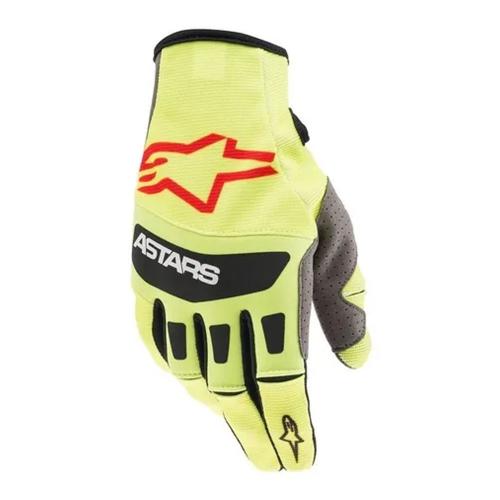 Luva Alpinestars Techstar 2021 Amarelo Fluor Preto e Vermelho