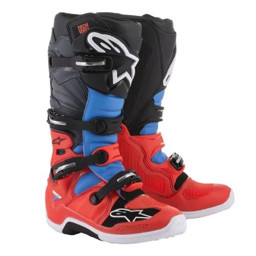 Bota Alpinestars Tech 7 Vermelho/Ciano/Cinza/Preto