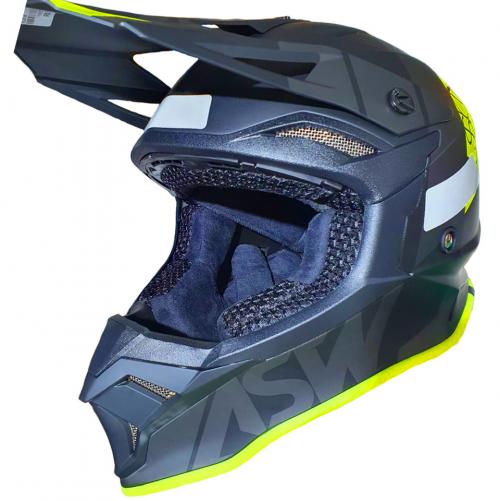 Capacete ASW Fusion 2.0 Seecker Preto/Amarelo Fluo