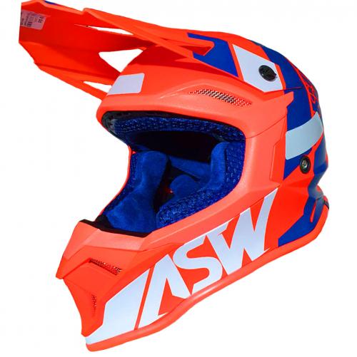 Capacete ASW Fusion 2.0 Seecker Laranja/Azul/Branco