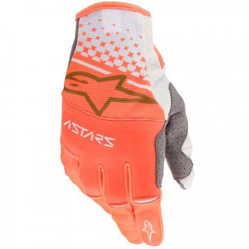 Luva Alpinestars Techstar 2020 Branco/Laranja Fluor/ Dourado