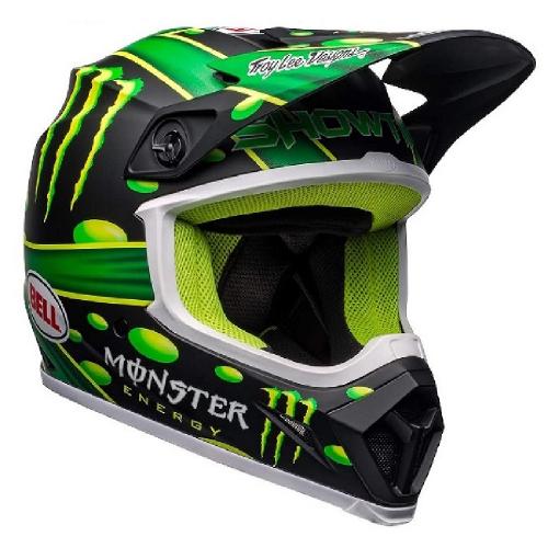 Capacete Bell MX-9 Mips Showtime Preto Fosco/Verde