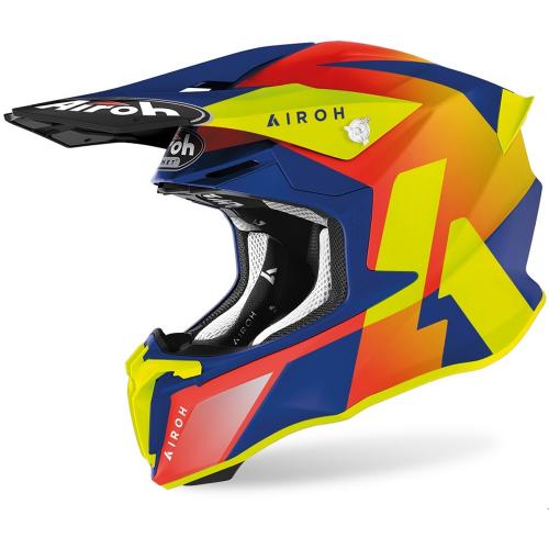 Capacete Airoh Twist 2.0 Lift Azure  Amarelo Fluo/ Azul/ Vermelho Fluor