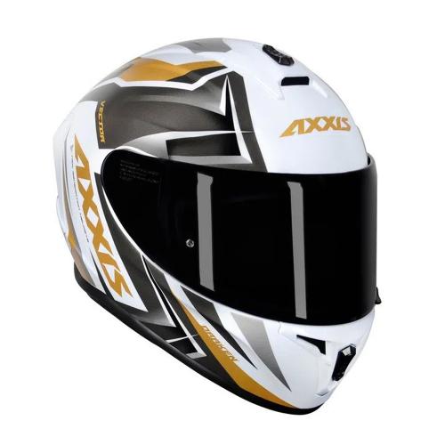 Capacete Axxis Draken Vector Gloss Branco/Dourado