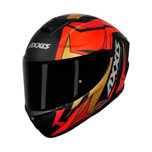 Capacete Axxis Draken Vector Matt Preto/ Vermelho/ Dourado