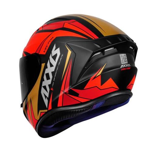 Capacete Axxis Draken Vector Matt Preto/ Vermelho/ Dourado