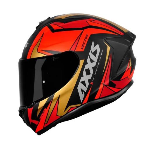 Capacete Axxis Draken Vector Matt Preto/ Vermelho/ Dourado