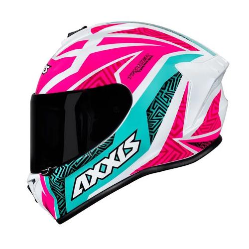 Capacete Axxis Draken Vector Gloss Branco/ Azul/ Pink