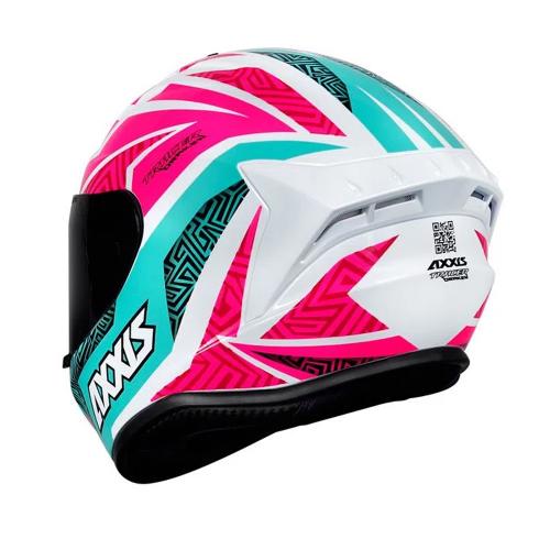 Capacete Axxis Draken Vector Gloss Branco/ Azul/ Pink