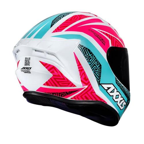 Capacete Axxis Draken Vector Gloss Branco/ Azul/ Pink