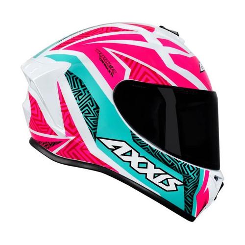 Capacete Axxis Draken Vector Gloss Branco/ Azul/ Pink