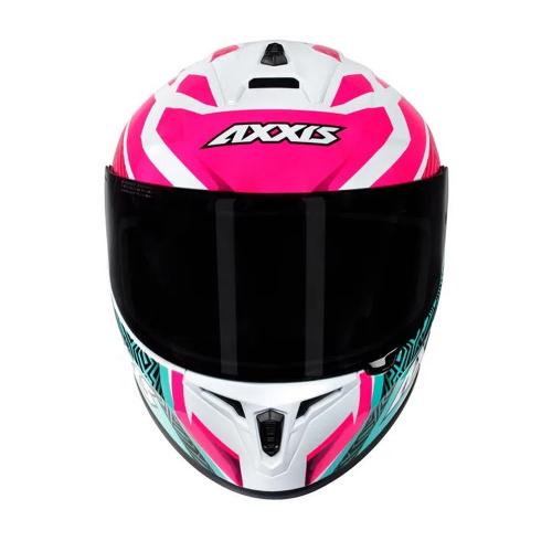 Capacete Axxis Draken Vector Gloss Branco/ Azul/ Pink