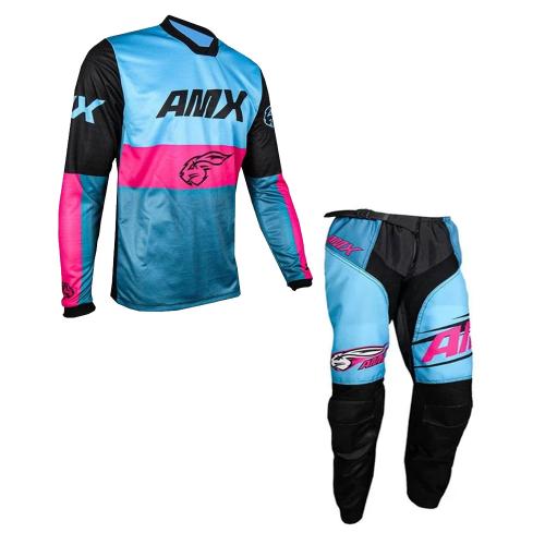 Kit Calça + Camisa AMX Infantil Prime Race Rosa/Azul