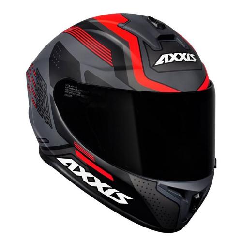 Capacete Axxis Draken Cougar Matt Cinza/Preto/Vermelho