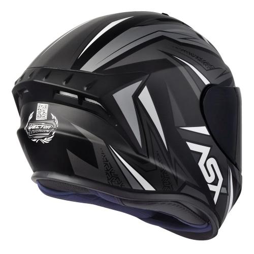 Capacete ASX Draken Vector Fosco Preto/ Cinza