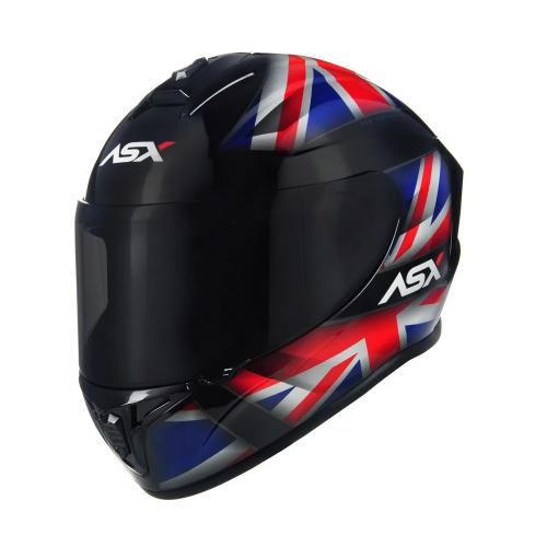 Capacete ASX Draken UK Brilho Preto/ Vermelho/ Azul