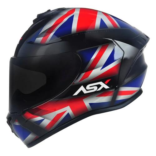 Capacete ASX Draken UK Brilho Preto/ Vermelho/ Azul