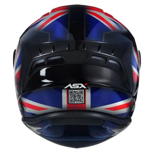 Capacete ASX Draken UK Brilho Preto/ Vermelho/ Azul