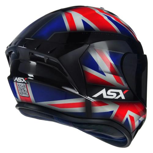 Capacete ASX Draken UK Brilho Preto/ Vermelho/ Azul
