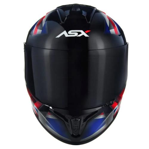 Capacete ASX Draken UK Brilho Preto/ Vermelho/ Azul