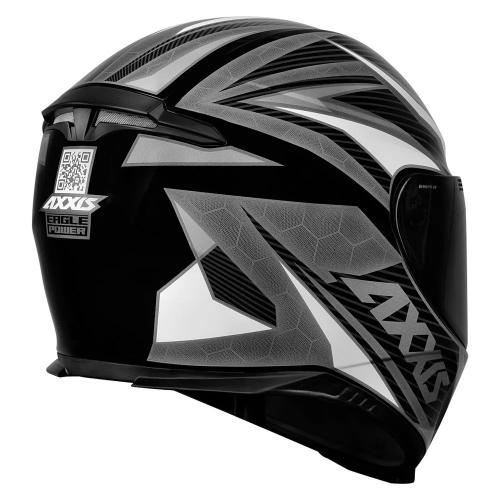 Capacete Axxis Eagle Power Gloss Preto/ Cinza/ Branco