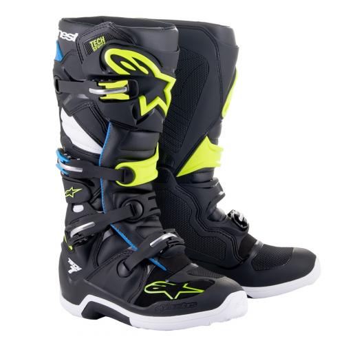 Bota Alpinestars Tech 7 Preto/Azul/Amarelo