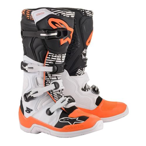 Bota Alpinestars Tech 5 Branco/Preto/Laranja Fluor