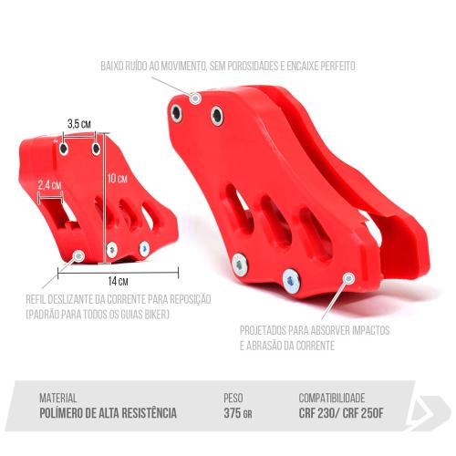 Guia de Corrente Completo Biker CRF230F/CRF250 Vermelho