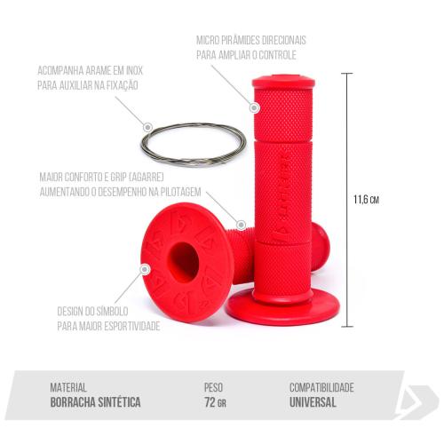 Manopla Biker Diamond Grip Vermelho