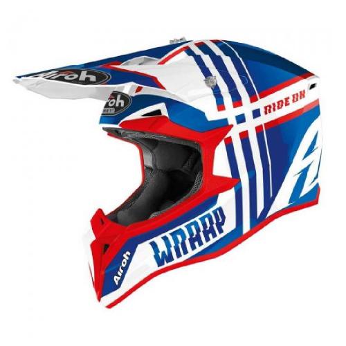 Capacete Airoh Wraap Broken Blue/Red Gloss