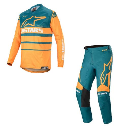 Kit Calça + Camisa Alpinestars Racer Supermatic 2020 Laranja/Petróleo