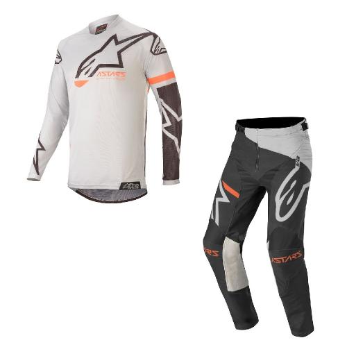 Kit Calça + Camisa Alpinestars Racer Tech Compass 2020 Cinza Claro/Preto